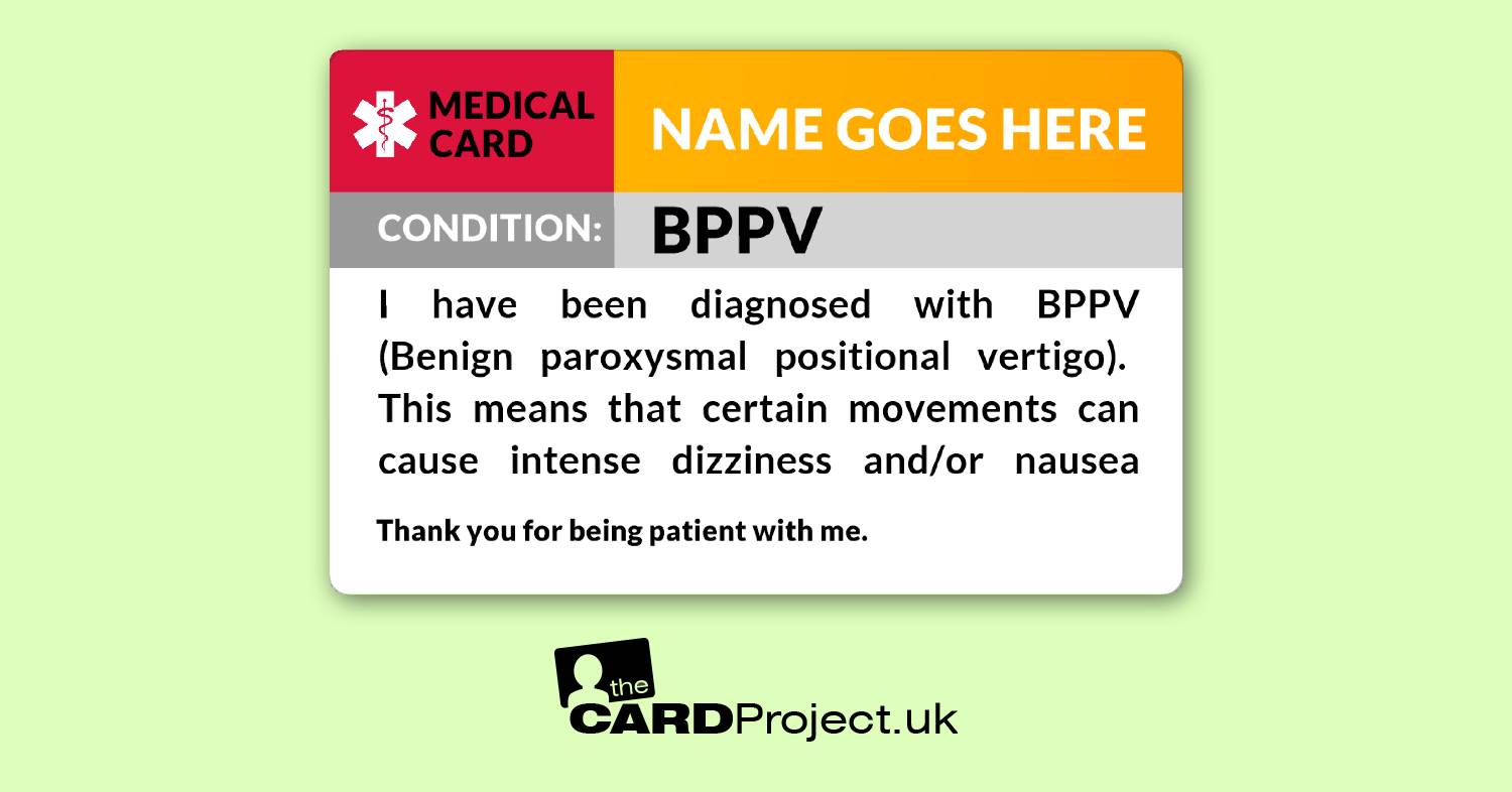 BPPV Medical ID Alert Card  (FRONT)